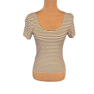 Victoria's Secret Off White and Black Fitted Top